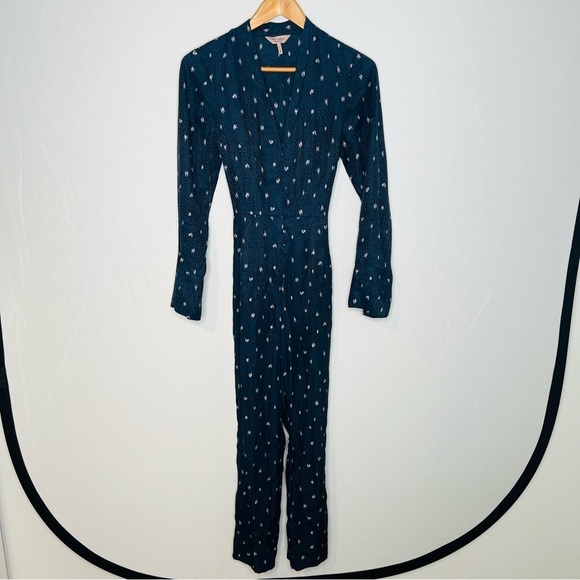 Tailored Rebecca Taylor Navy Blue Silk-Blend Tie-Waist Jumpsuit. Size 2. - Picture 3 of 16
